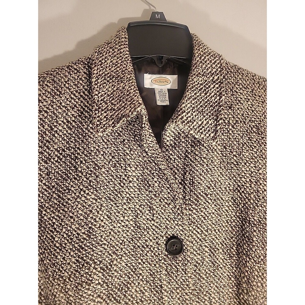 Talbots Blazer Tweed Jacket Women's Size 12 Brown & White Career - Picture 2 of 5